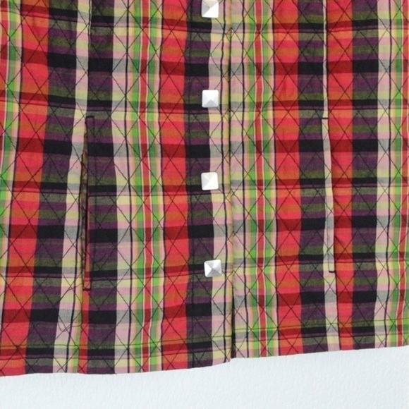 Plaid Lightweight Quilted Mock‎ Neck Vest Snap Closure Pockets Size LARGE - Picture 5 of 10